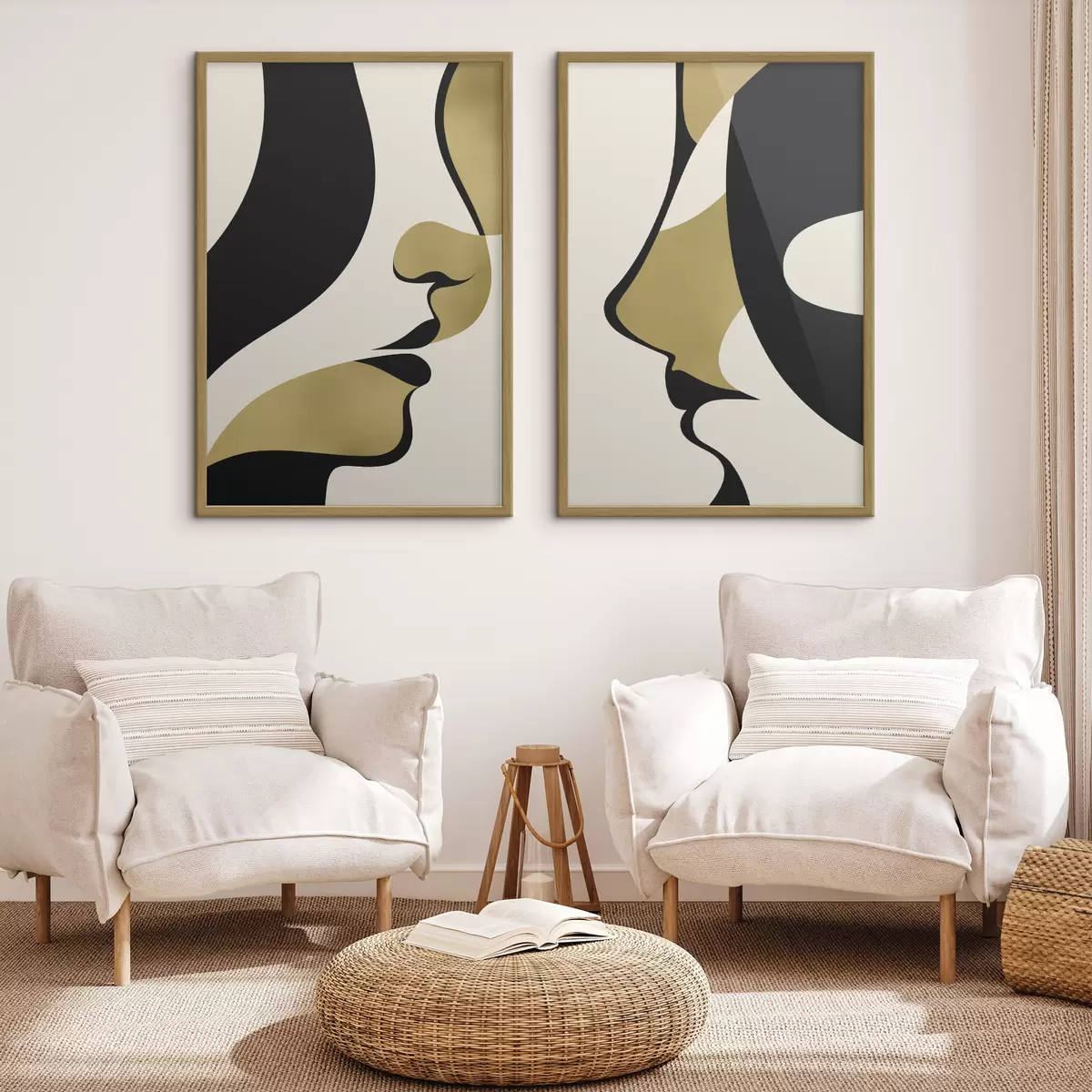 Poster Abstrakte Silhouetten von Gesichtern d01166