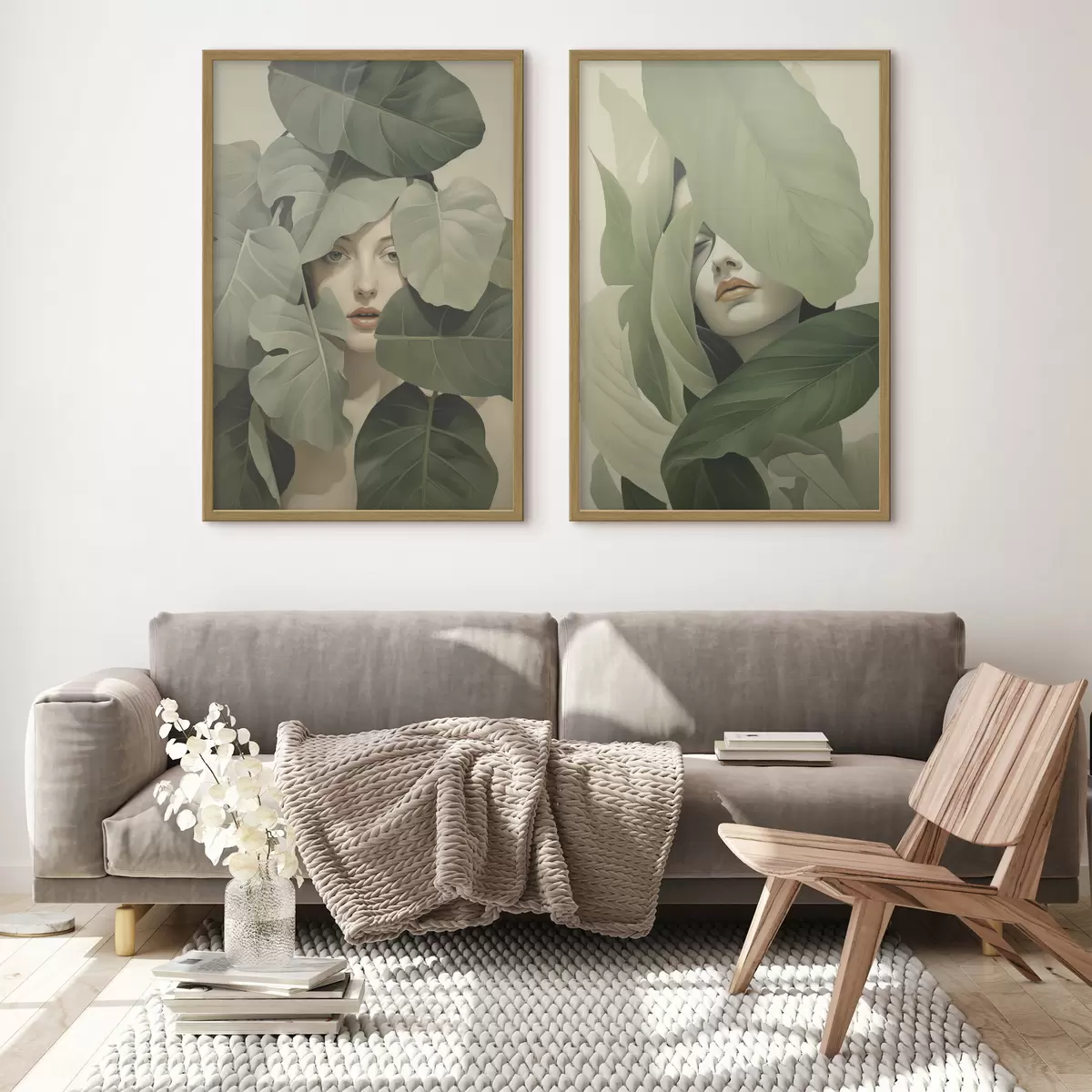 Poster Porträt eines Mädchens im Laub d01183