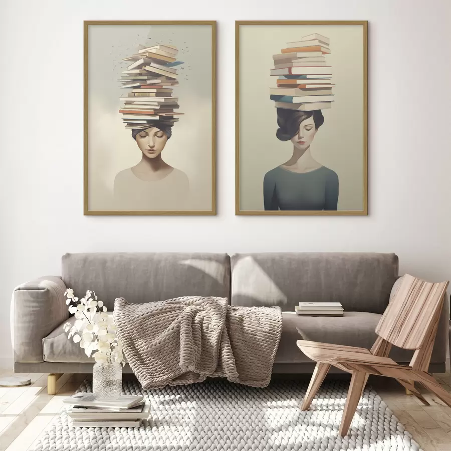Fototapete Porträt eines Mädchens mit Büchern d01184