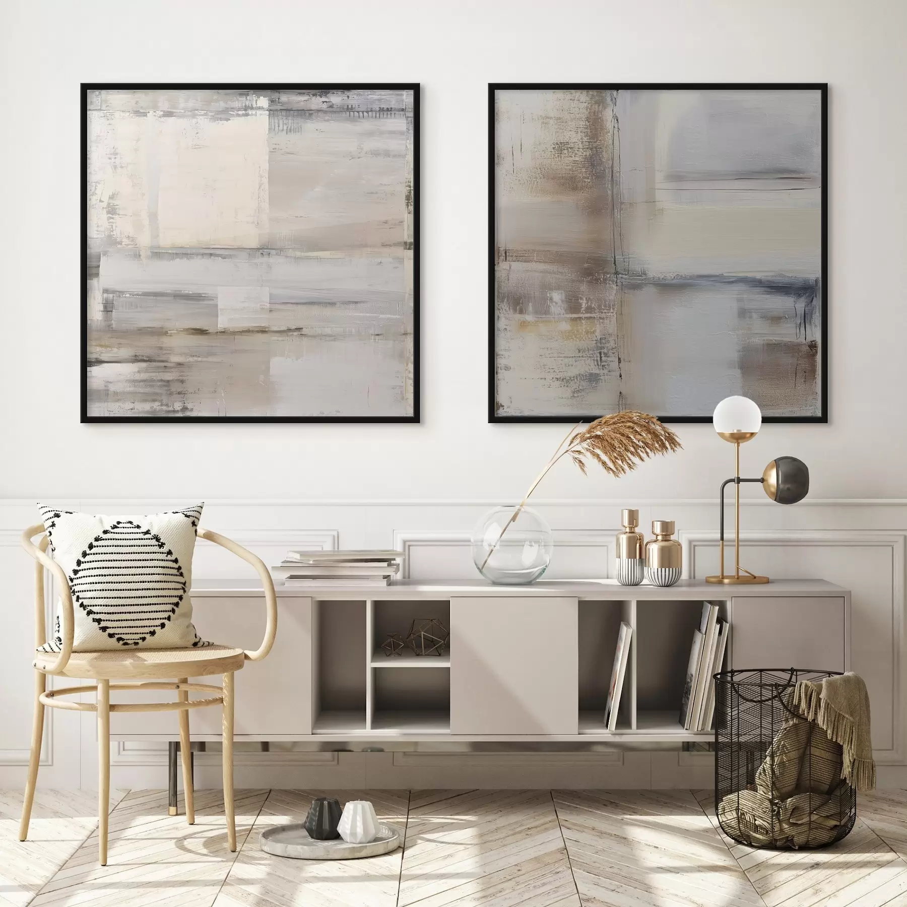 Fototapete zeitgenössische Abstraktion in gedämpften Farbtönen d01171