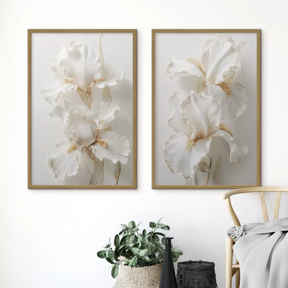 Poster große weiße Irisblüten d01178