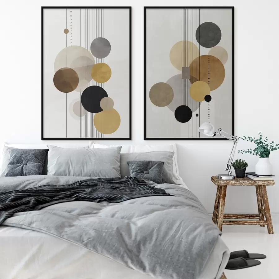 Fototapete Abstraktion mit Kreisen und Linien in warmen Farben d01182