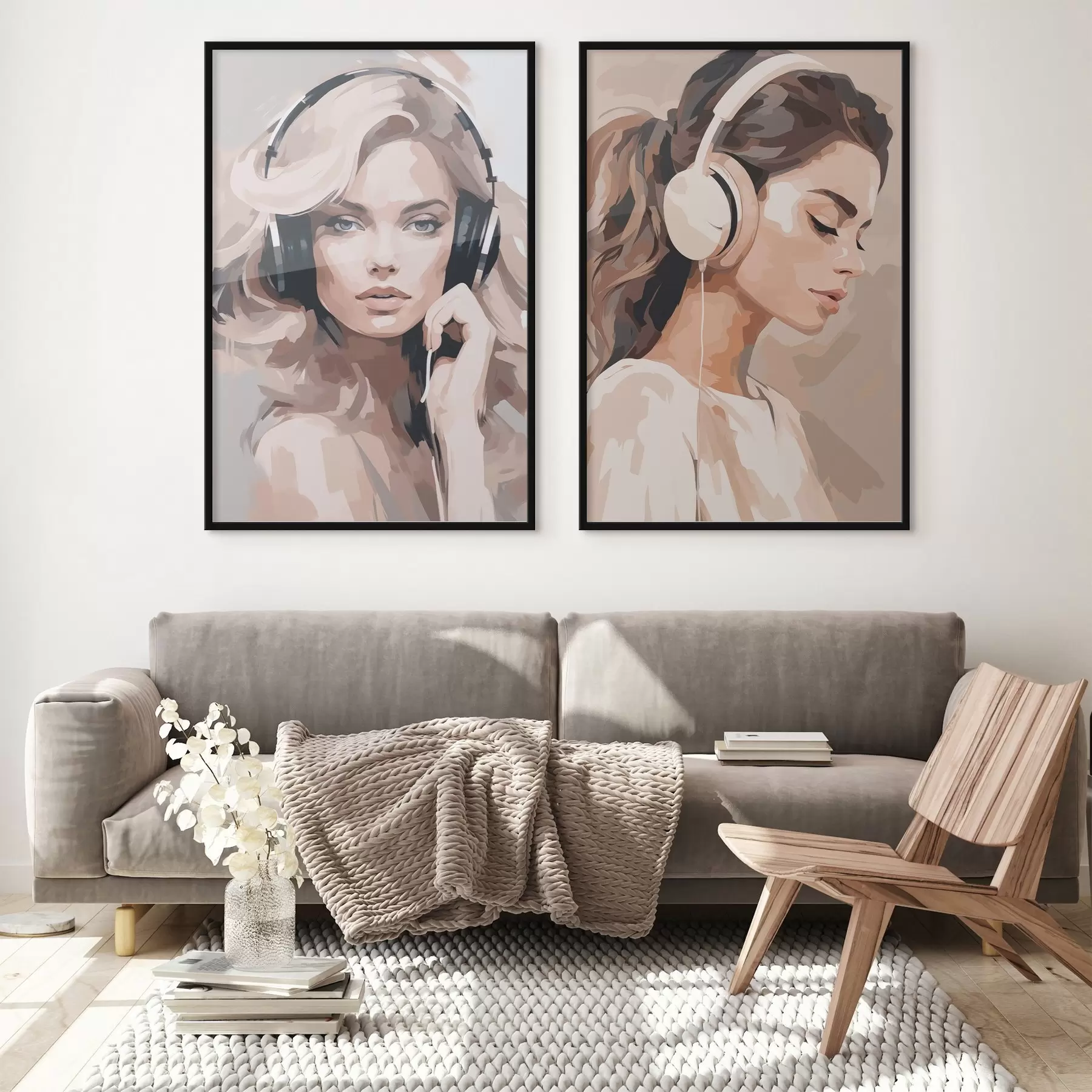 Fototapete Porträt eines Mädchens mit Kopfhörern d01192