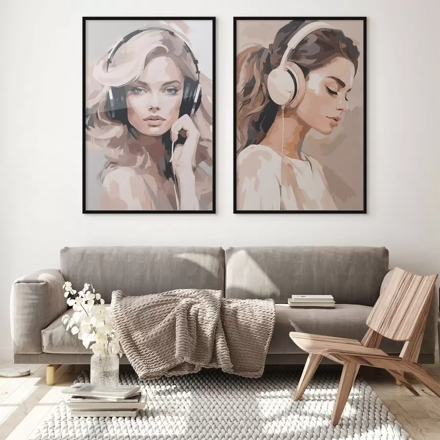 Fototapete Porträt eines Mädchens mit Kopfhörern d01192