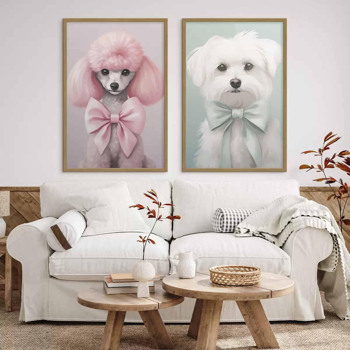 Poster Hund mit Schleife d01193