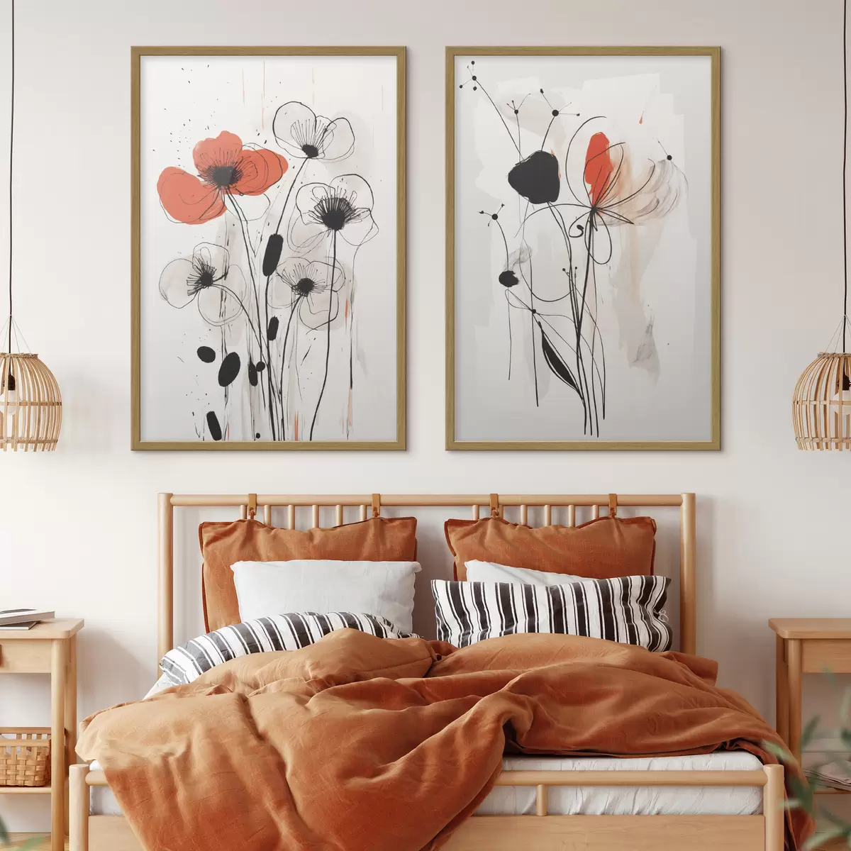 Poster Abstrakte Blumenimitation einer Zeichnung d01227