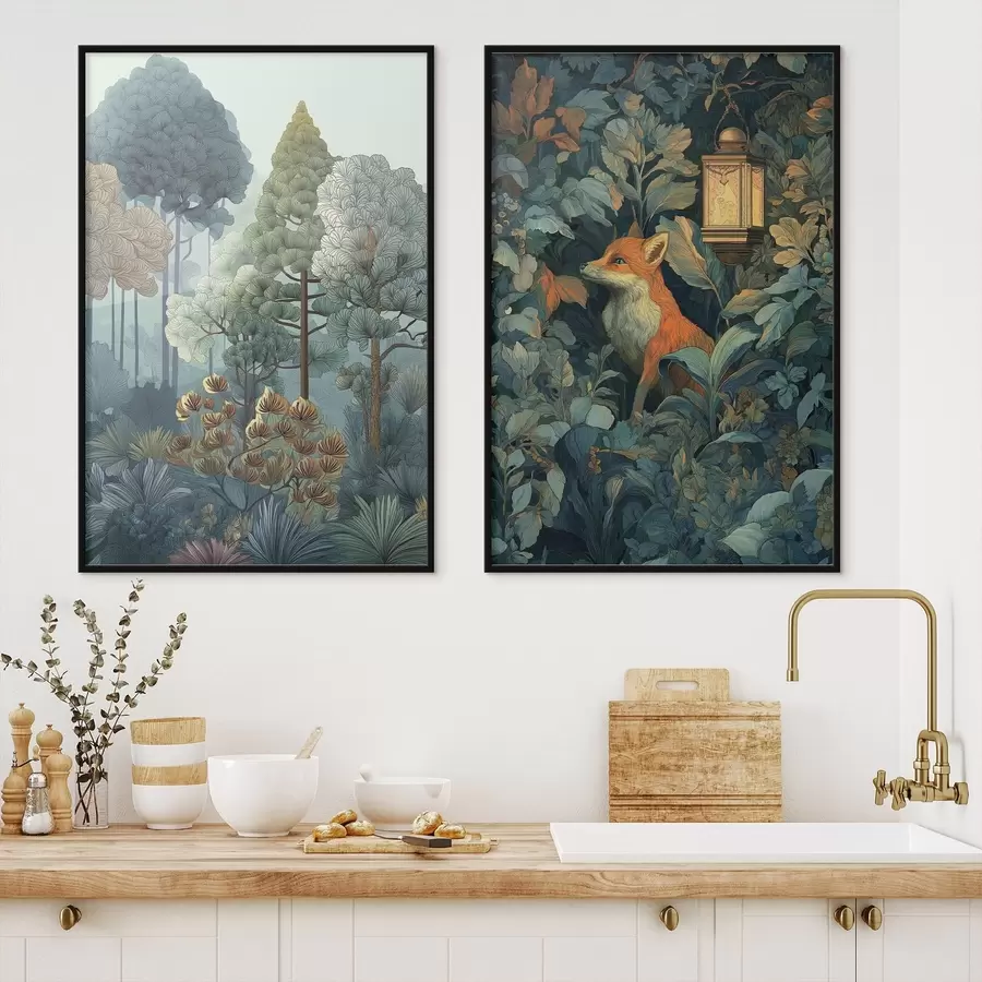 Fototapete Ein süßer Fuchs in einem märchenhaften Wald d01248