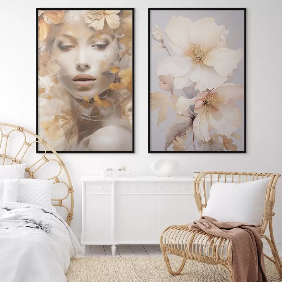 Fototapete Mädchen und zarte Blumen d01251