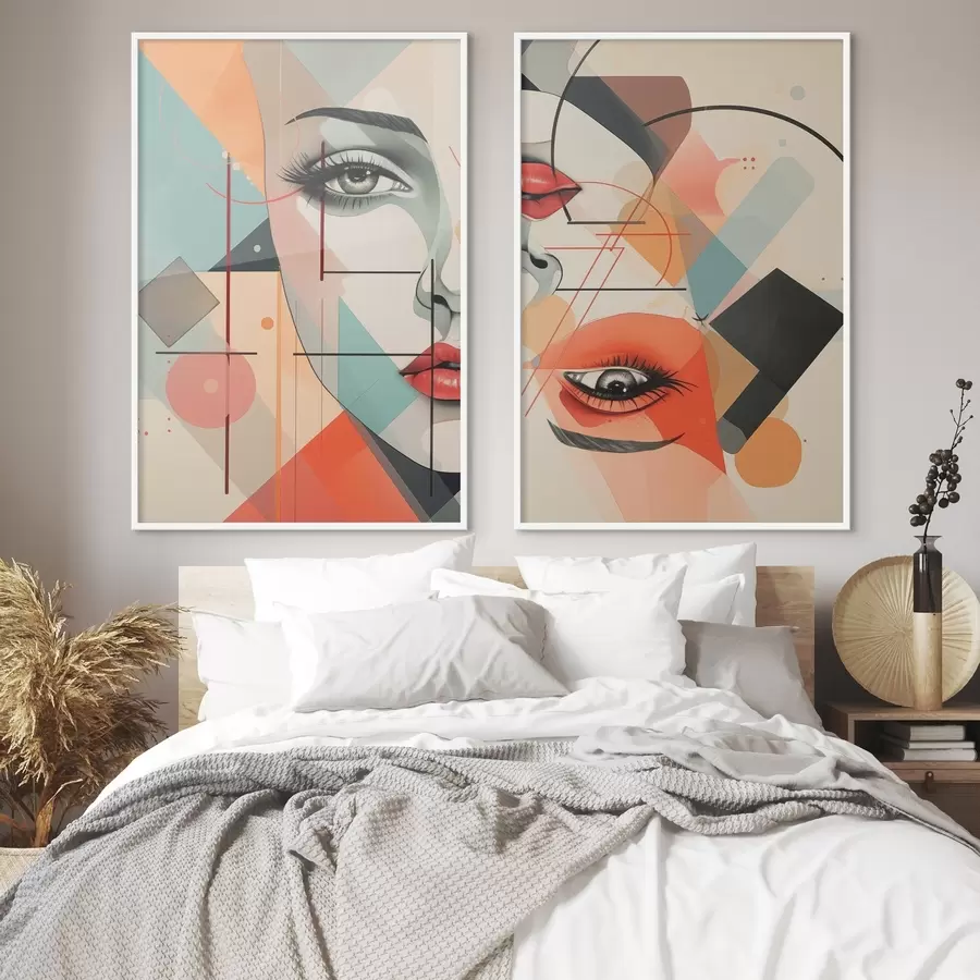 Fototapete Gesicht und geometrische Formen d01253