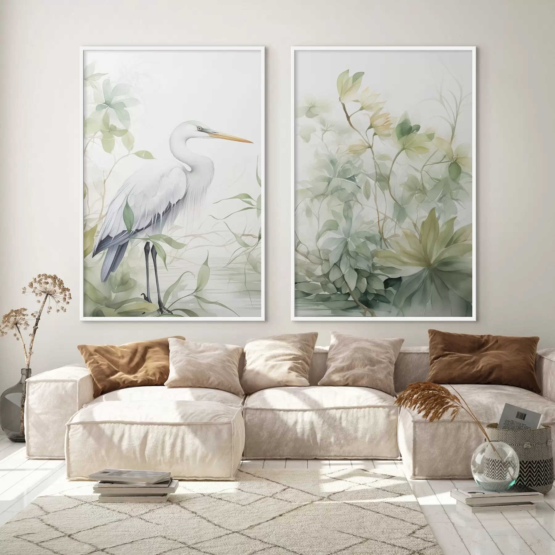 Fototapete Storch zwischen Pflanzen d01256