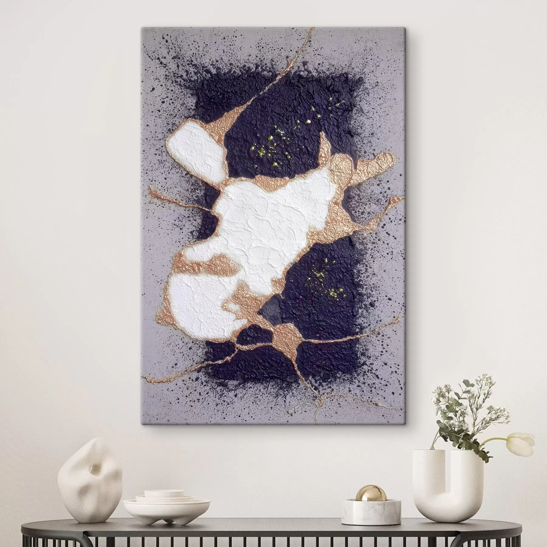 Fototapete Abstraktes Design in Lila- und Beigetönen mit volumetrischem Struktureffekt s46952