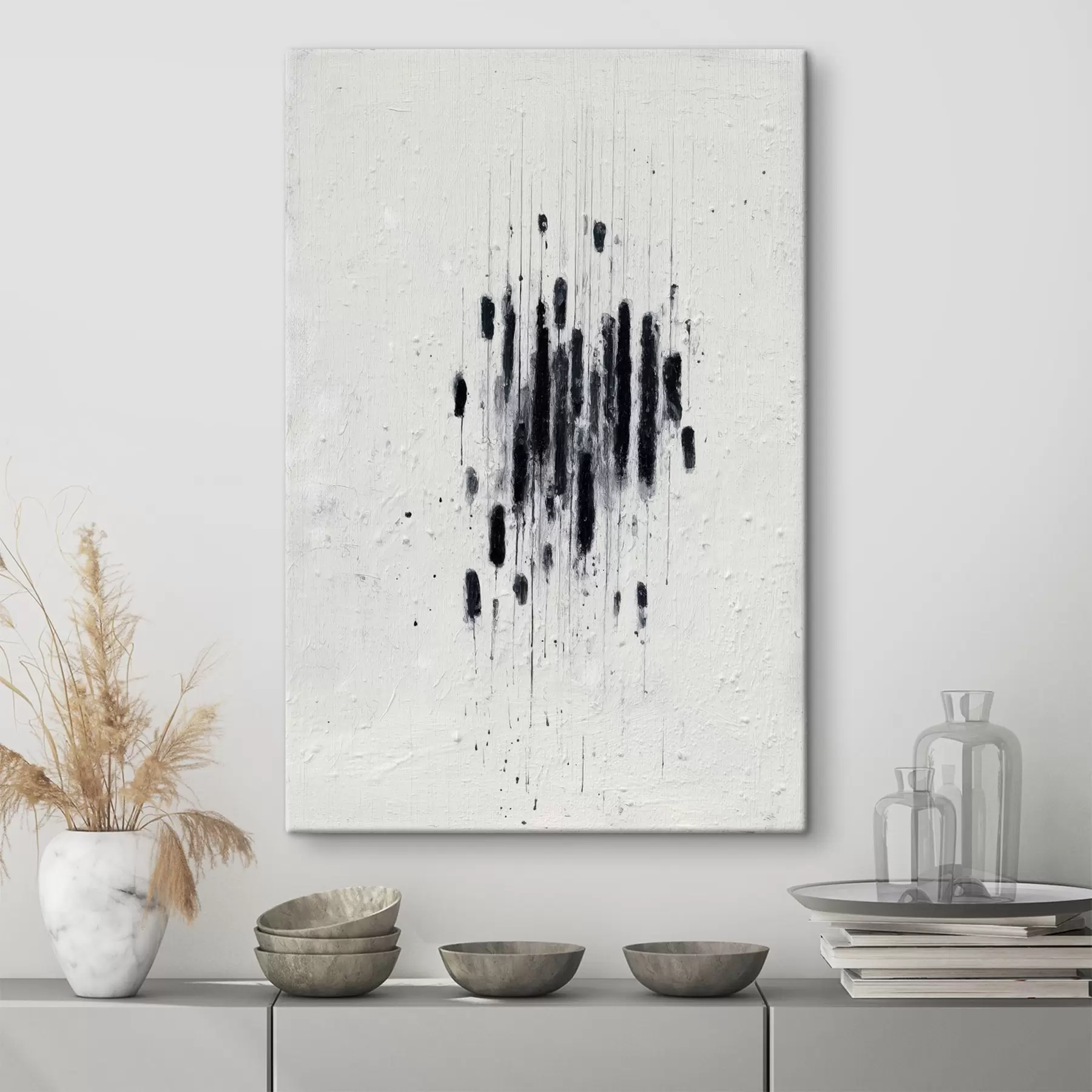 Fototapete Minimalistische Kunst mit ausdrucksstarken Pinselstrichen und verschwommenen Kanten im modernen Malstil s46957