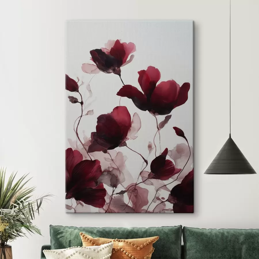Fototapete Zarte Mohnblumen mit Unschärfeeffekt im Aquarell-Harmonie-Stil s46962