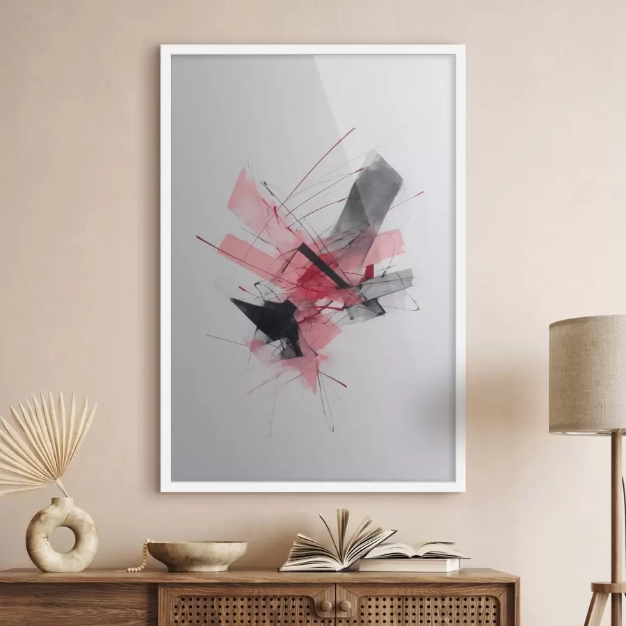 Fototapete Abstraktes Bild mit rosa und schwarzen geometrischen Elementen f46950