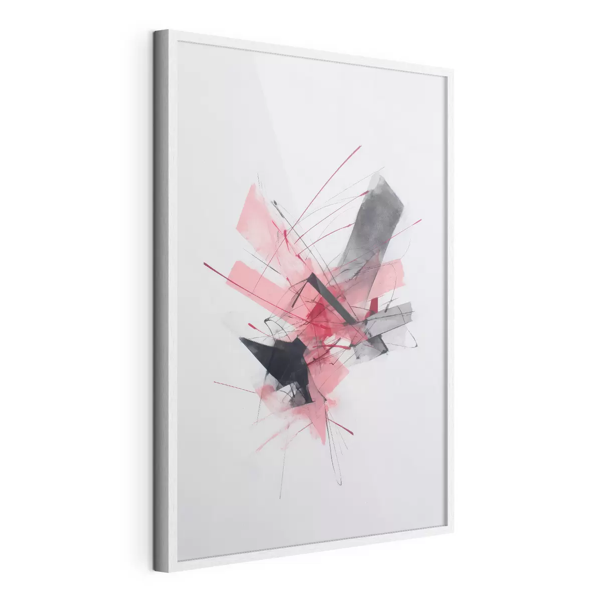 Poster Abstraktes Bild mit rosa und schwarzen geometrischen Elementen f46950