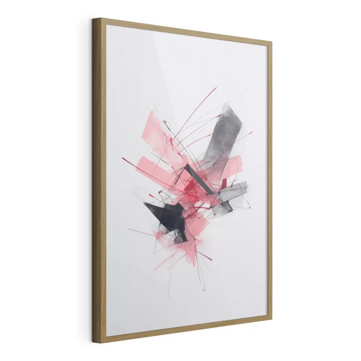 Poster Abstraktes Bild mit rosa und schwarzen geometrischen Elementen f46950