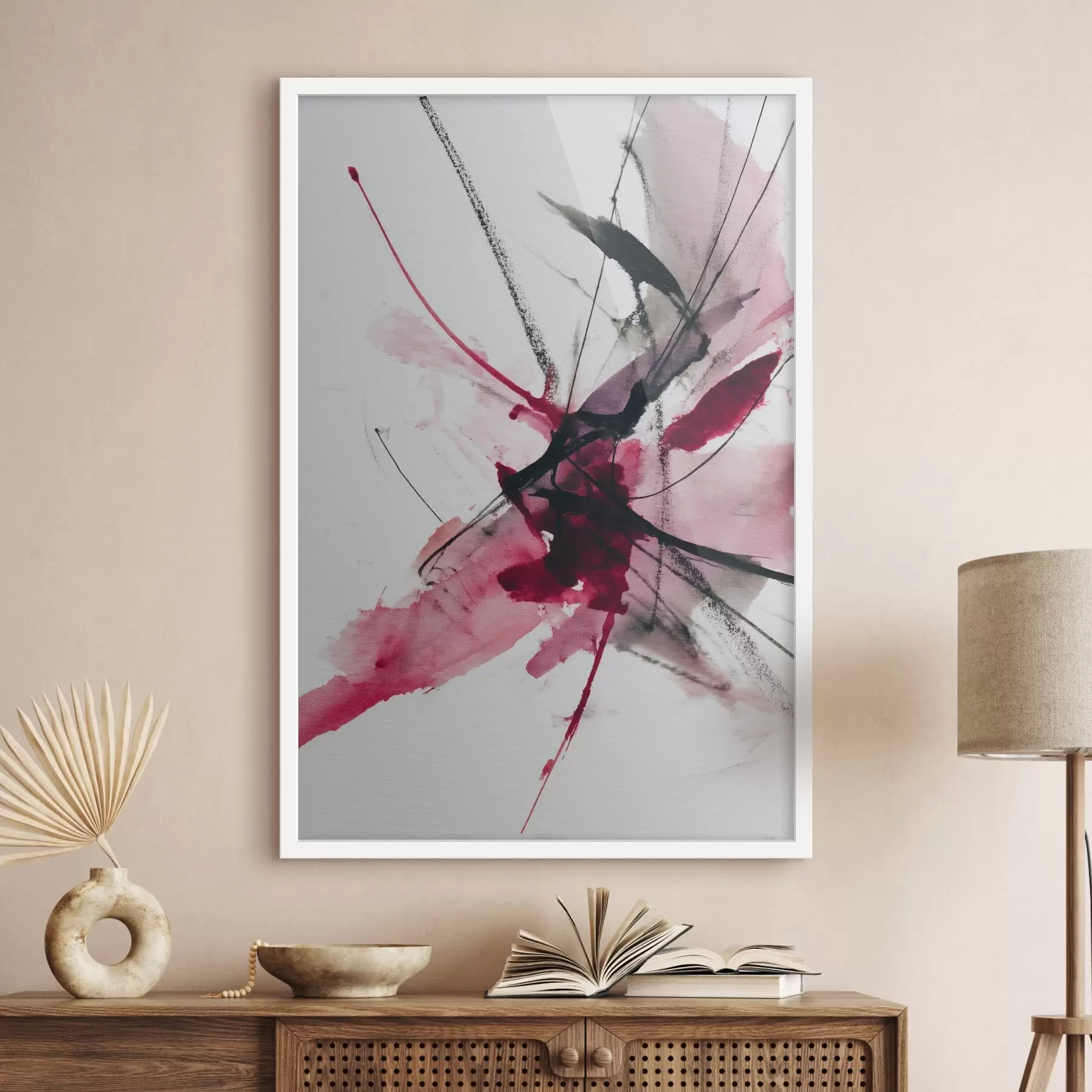 Fototapete Moderne Komposition aus Linien und Flecken im Aquarellstil f46951