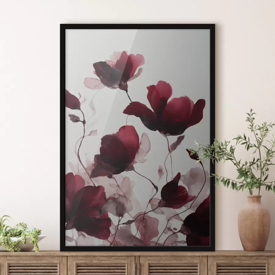 Fototapete Zarte Mohnblumen mit Unschärfeeffekt im Aquarell-Harmonie-Stil f46962