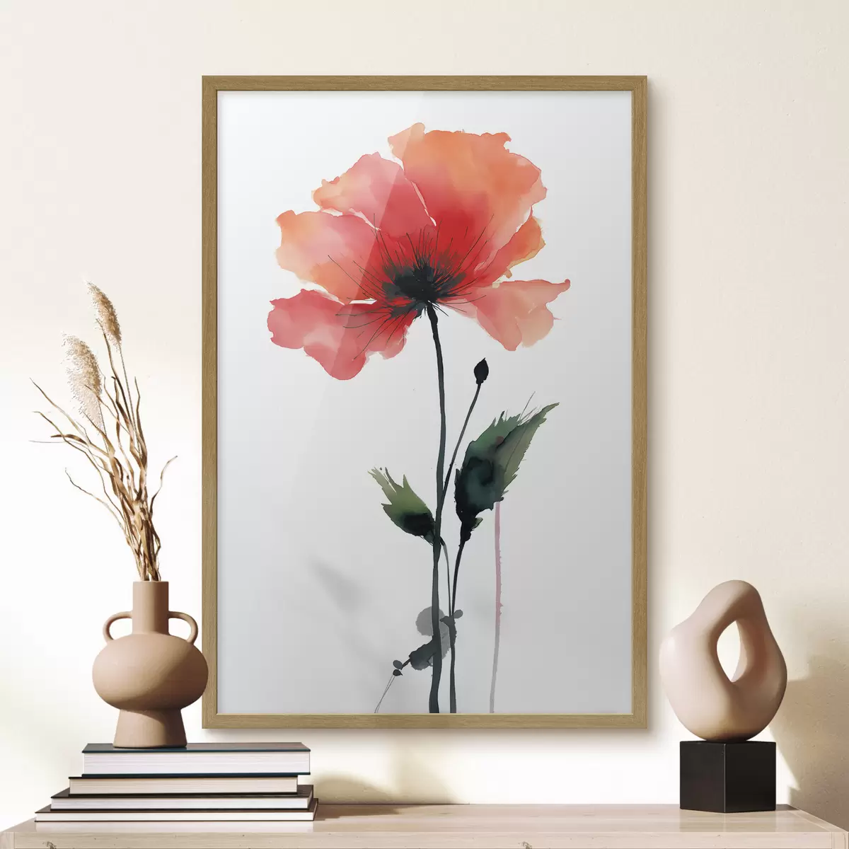 Poster Aquarell-Mohnblume in ruhigen Farben mit sanften Farbübergängen f47087