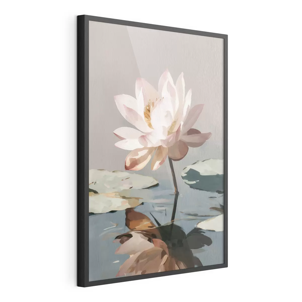 Poster Weißer Lotus auf pastellfarbenem Hintergrund im Ölgemäldestil f47093