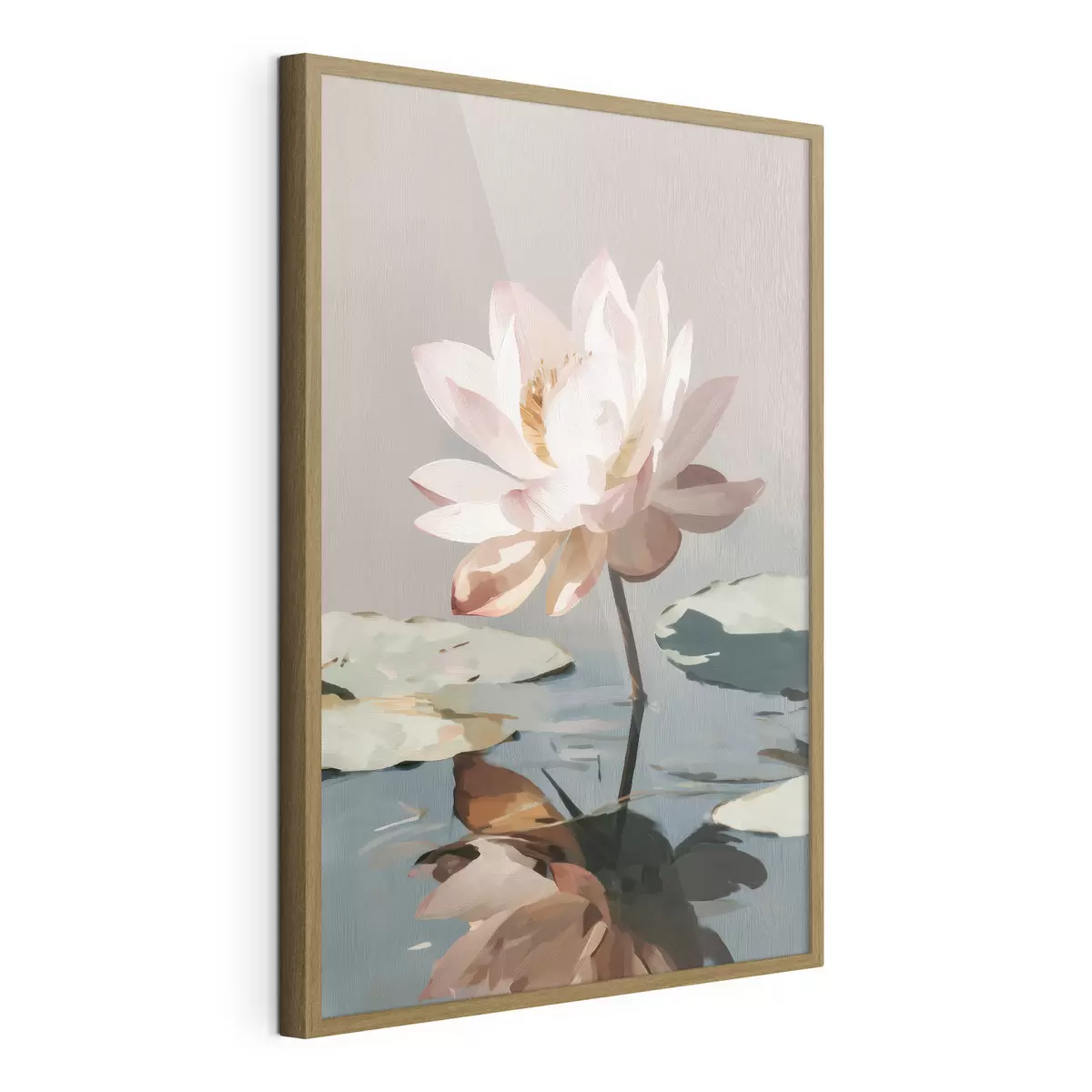 Poster Weißer Lotus auf pastellfarbenem Hintergrund im Ölgemäldestil f47093