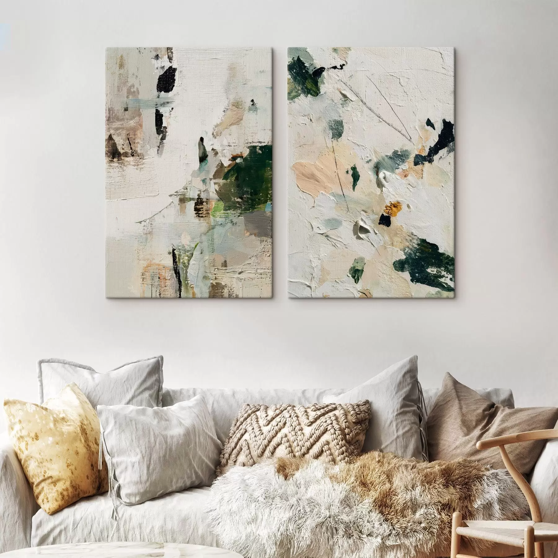 Fototapete Ausdrucksstarkes Diptychon in natürlichen Farbtönen m01099