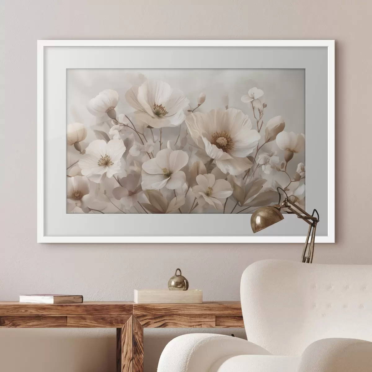 Poster Große Blumen auf hellem Hintergrund f47645