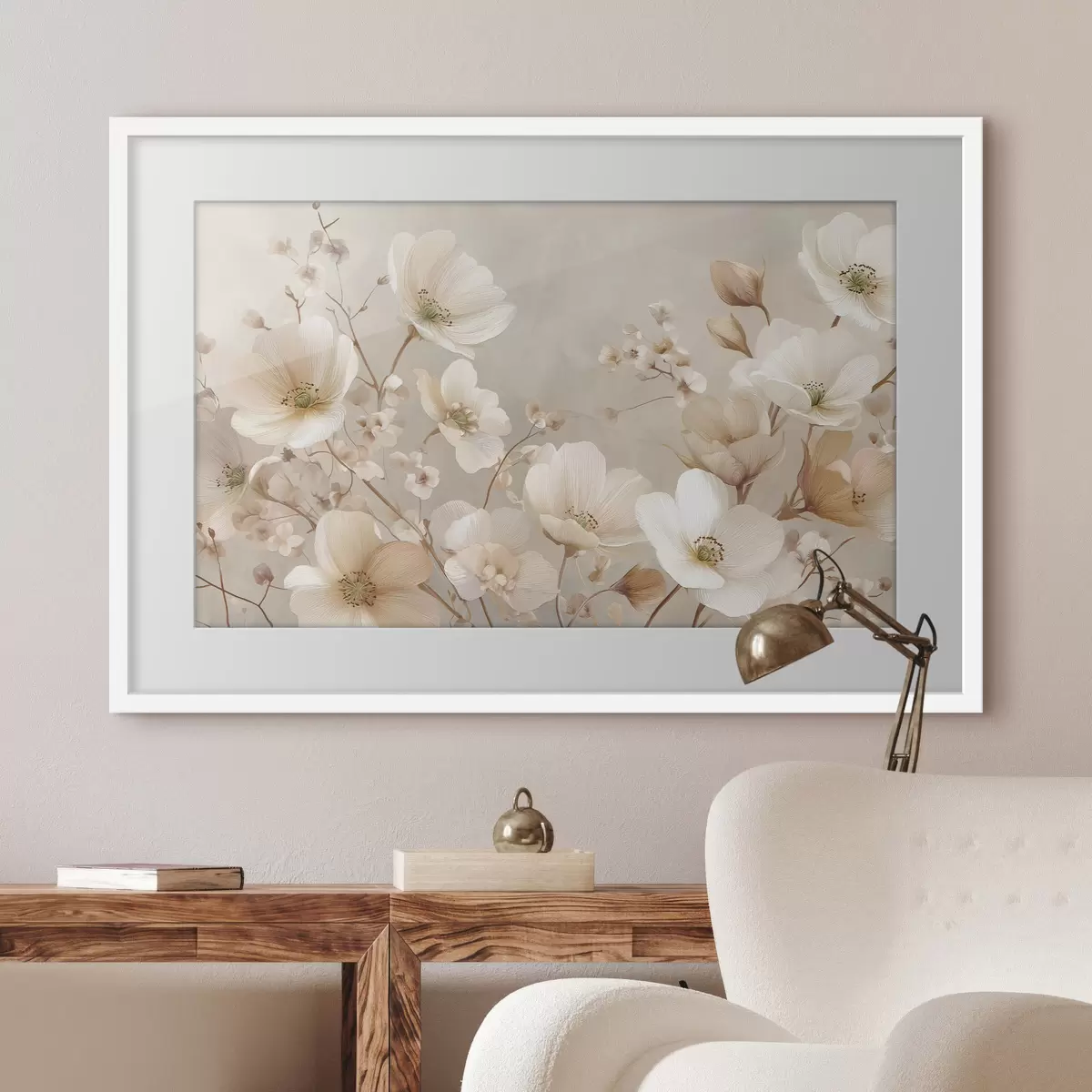 Poster Große Blumen auf hellem Hintergrund f47650