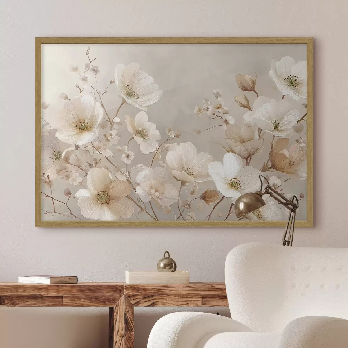 Poster Große Blumen auf hellem Hintergrund f47650