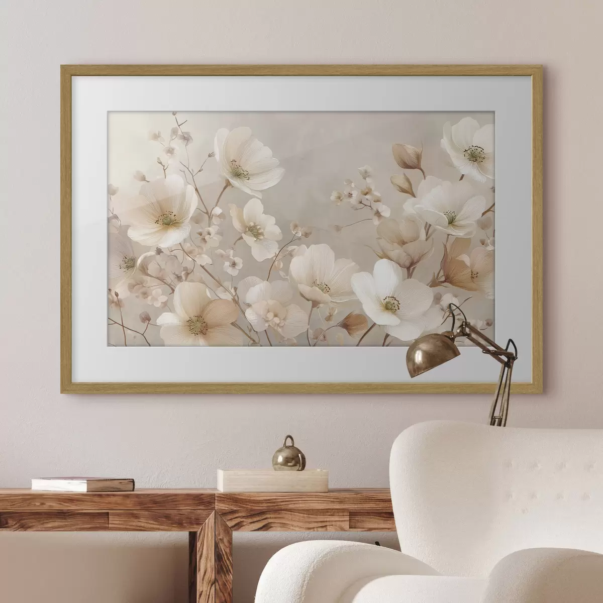 Poster Große Blumen auf hellem Hintergrund f47650