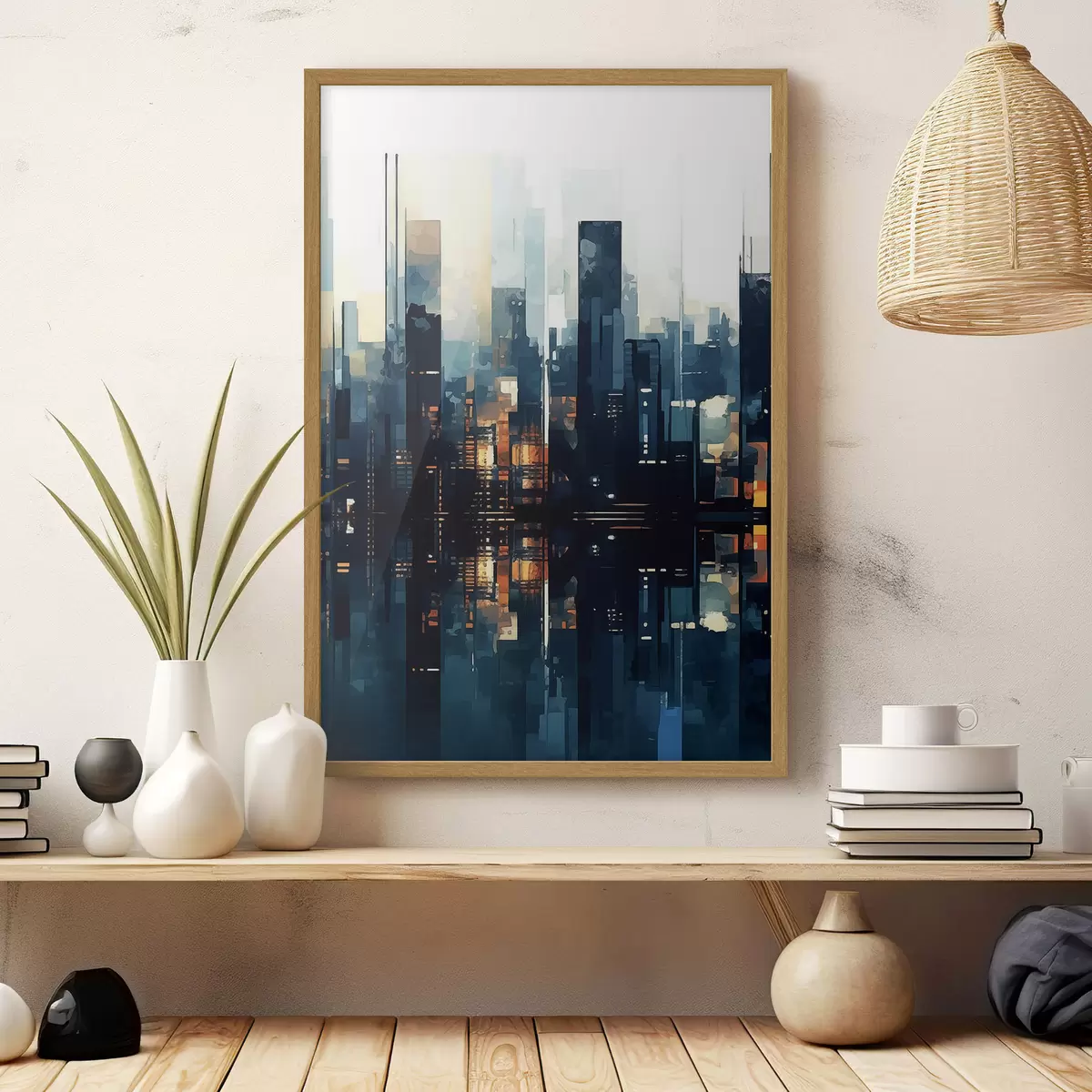 Poster Abendlicher Sonnenuntergang in einer Großstadt f47676