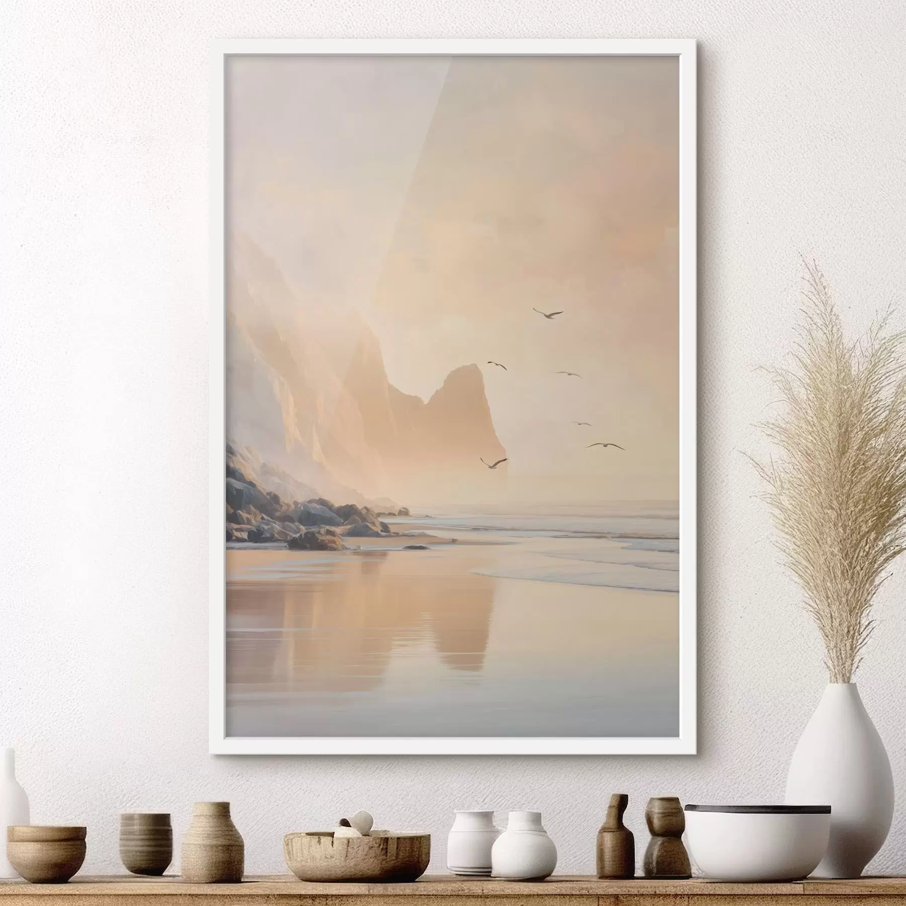 Fototapete Meeresdämmerung vor dem Hintergrund der Berge f47689