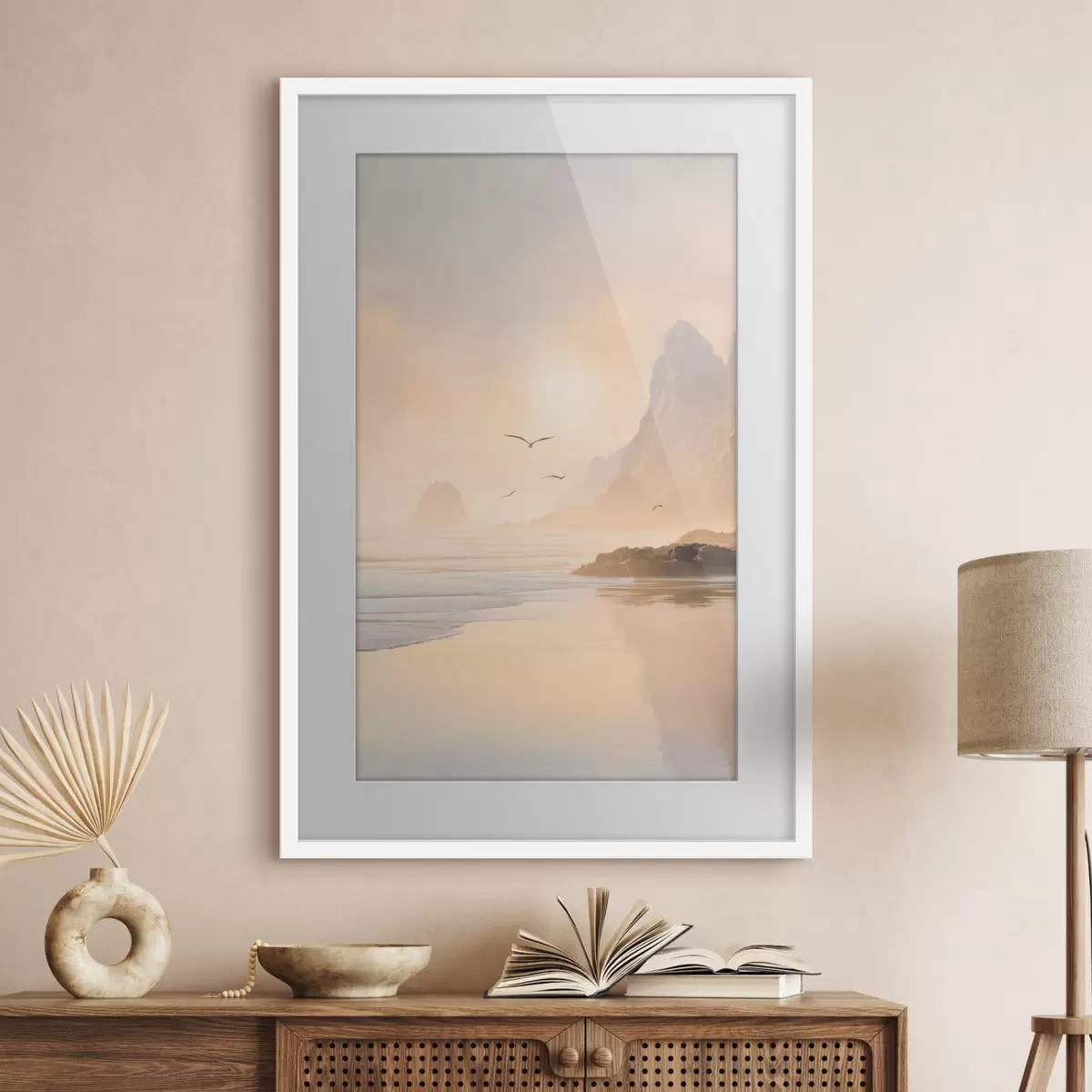 Poster Meeresdämmerung vor dem Hintergrund der Berge f47690