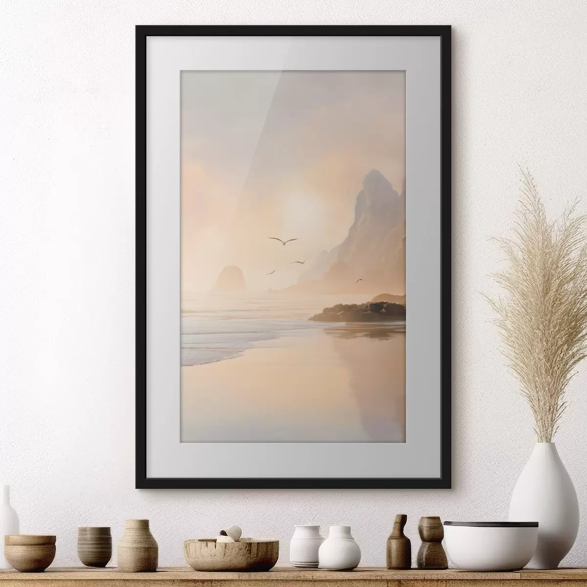 Poster Meeresdämmerung vor dem Hintergrund der Berge f47690