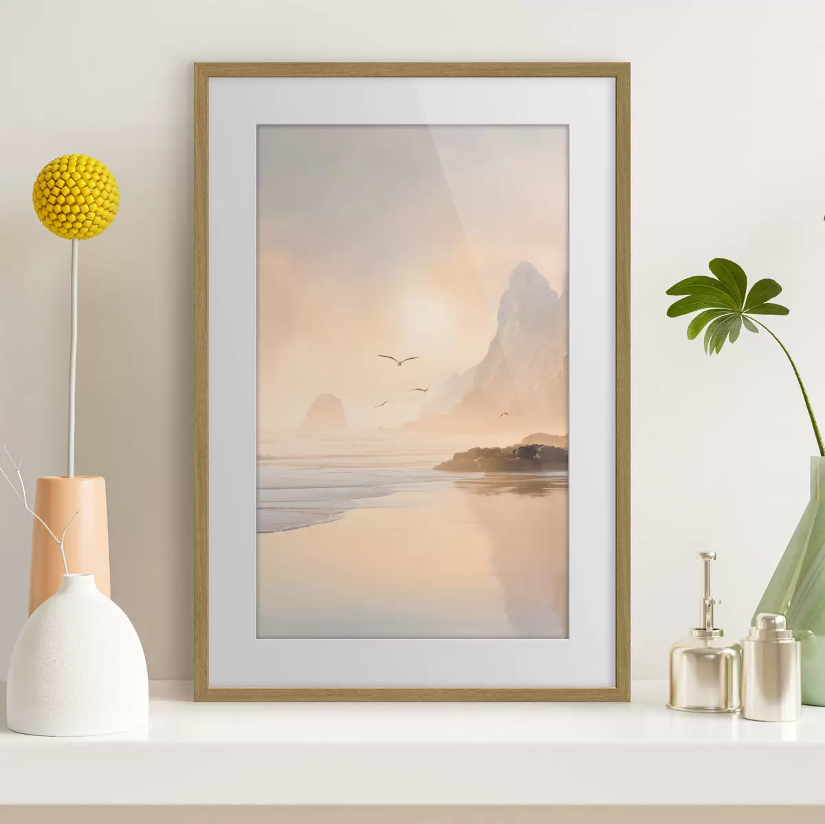Poster Meeresdämmerung vor dem Hintergrund der Berge f47690