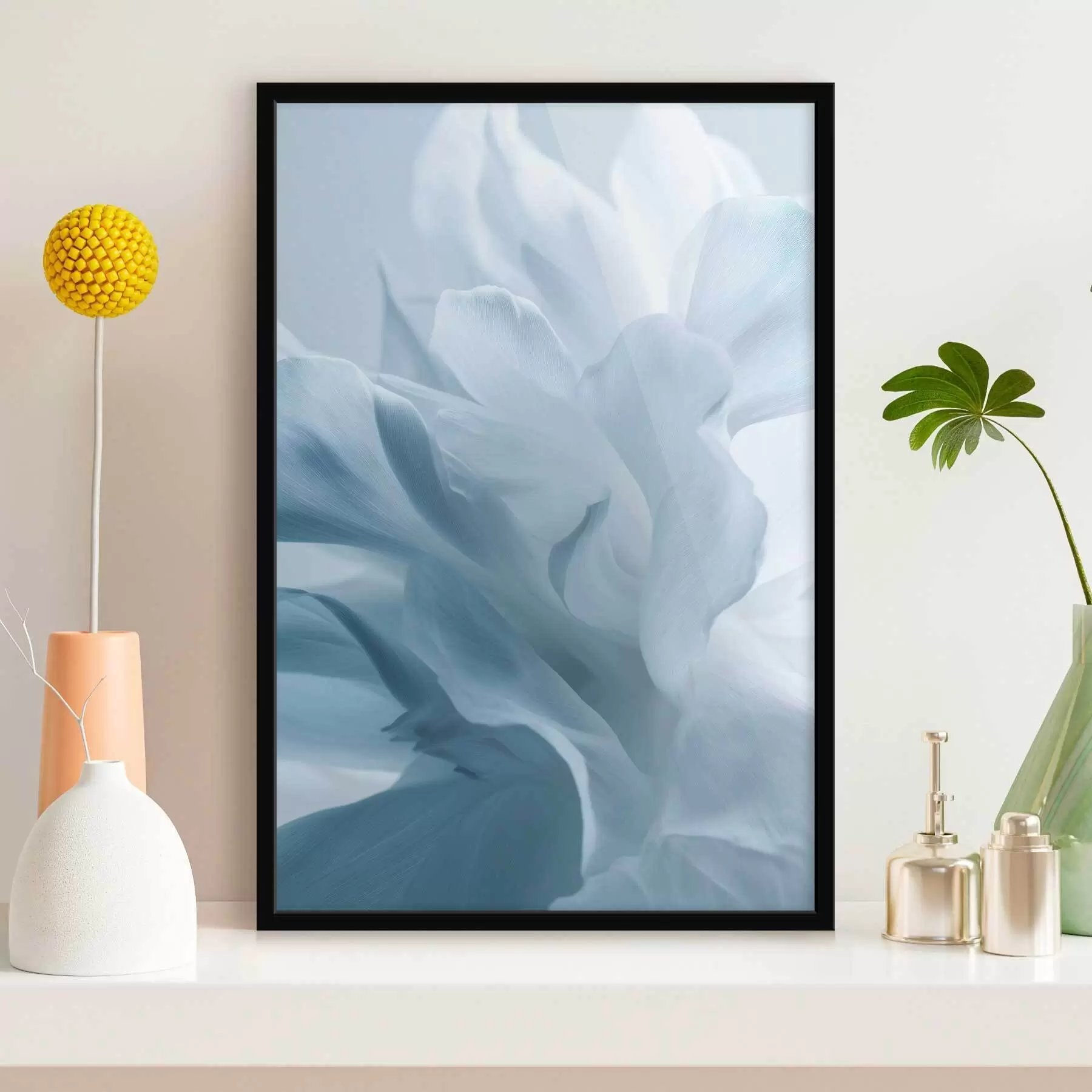 Fototapete zarte Blütenblätter in Blautönen f47692