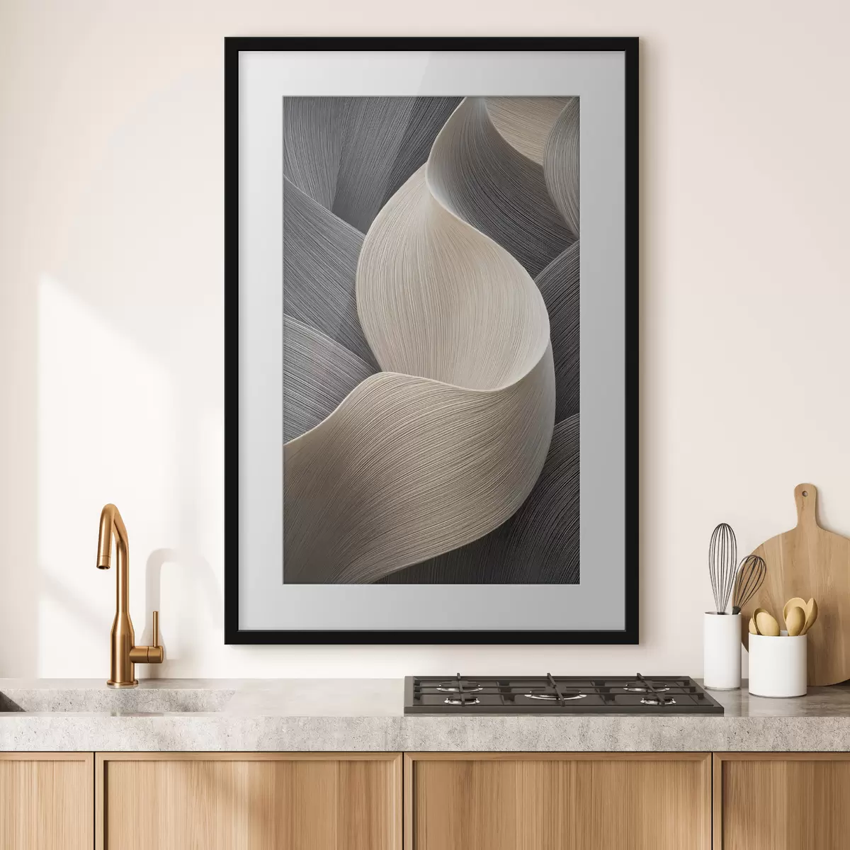 Poster abstrakte Wellen mit Volumenimitation f47697