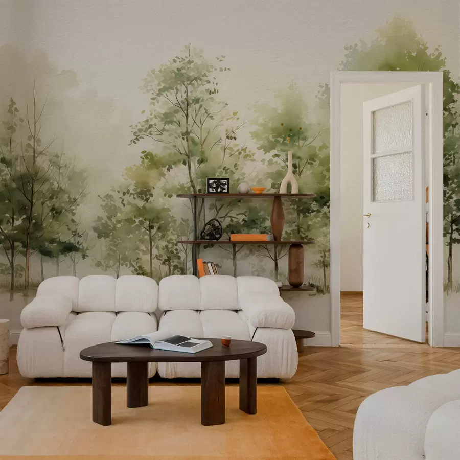 Fototapete Aquarell Laubwald w05180