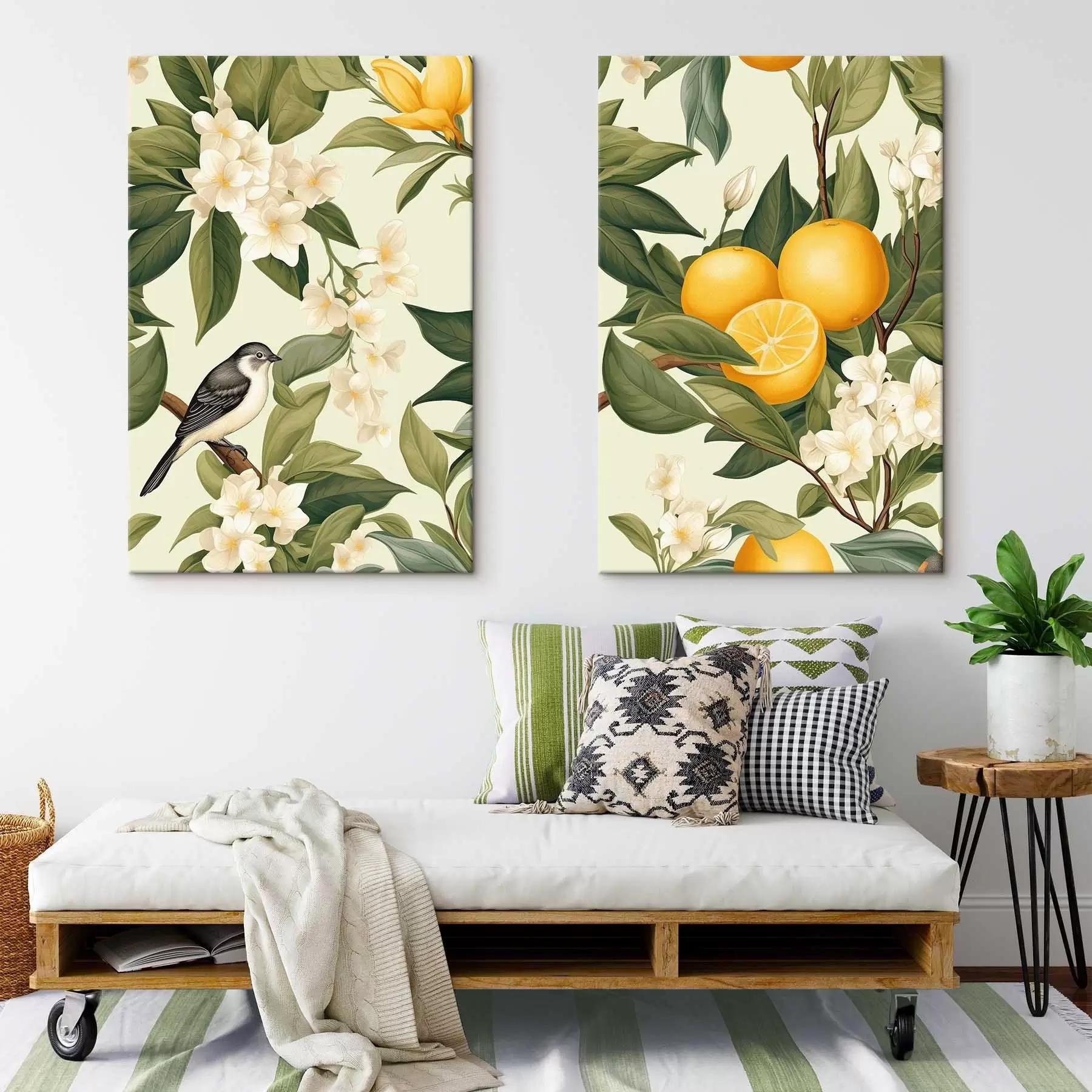 Fototapete Vogel auf Zitronenzweigen m01288