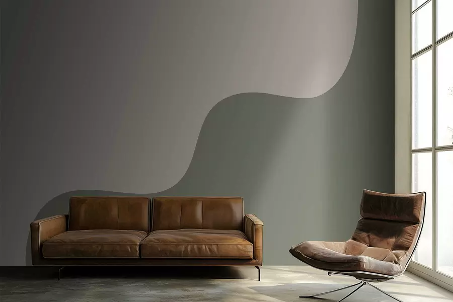 Fototapete Geschmeidige abstrakte Formen in hellbeigen und grünen Farbtönen w05097