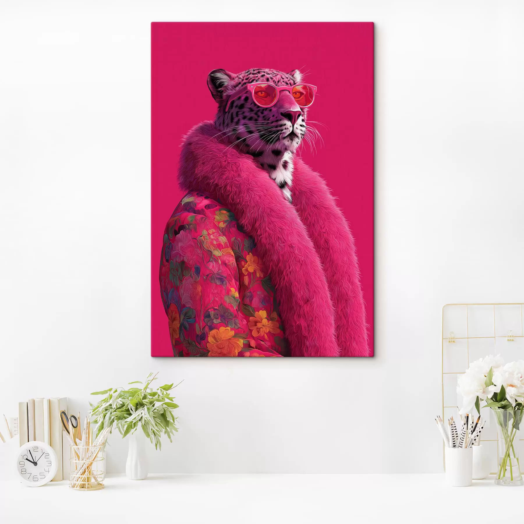 Fototapete Leopard in einem glamourösen Mantel s47734