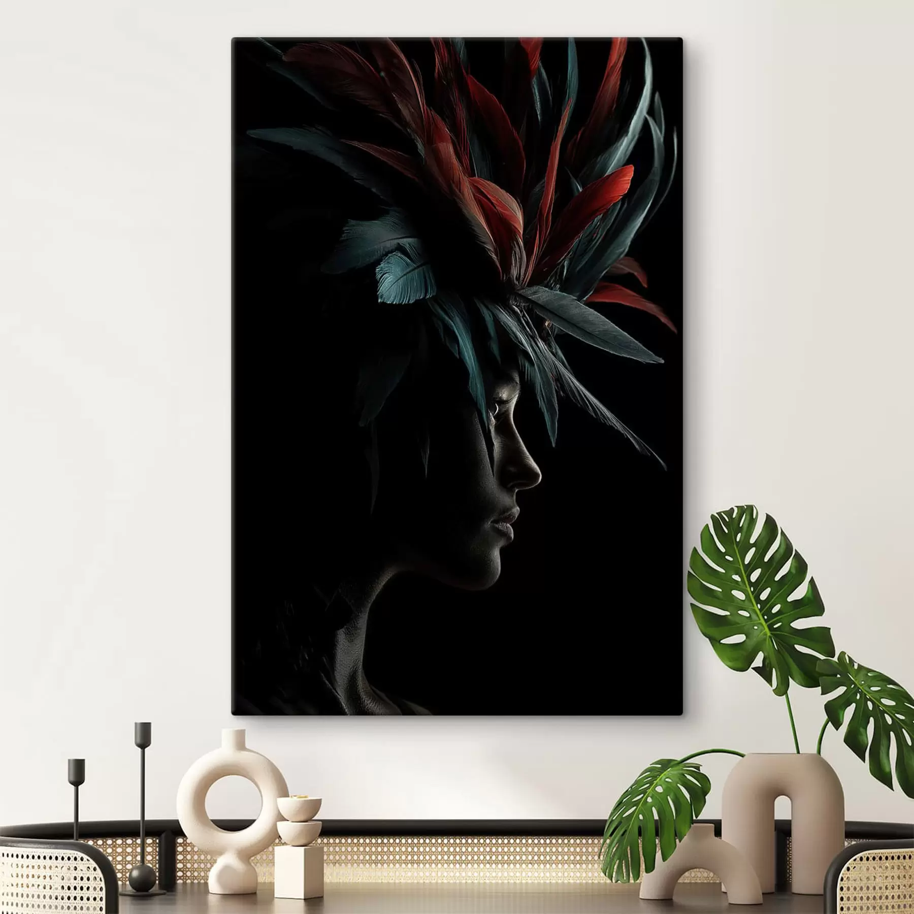 Fototapete Porträt mit Federn s47735