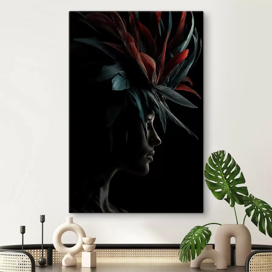 Fototapete Porträt mit Federn s47735