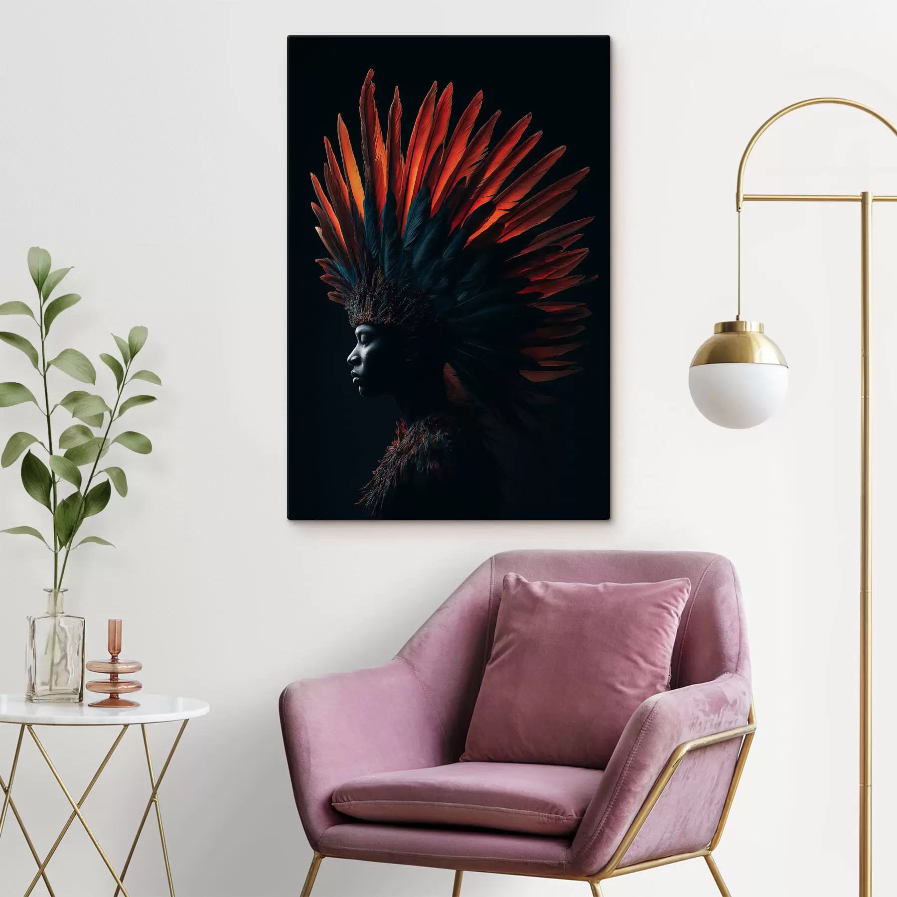 Fototapete Porträt mit Federn s47736