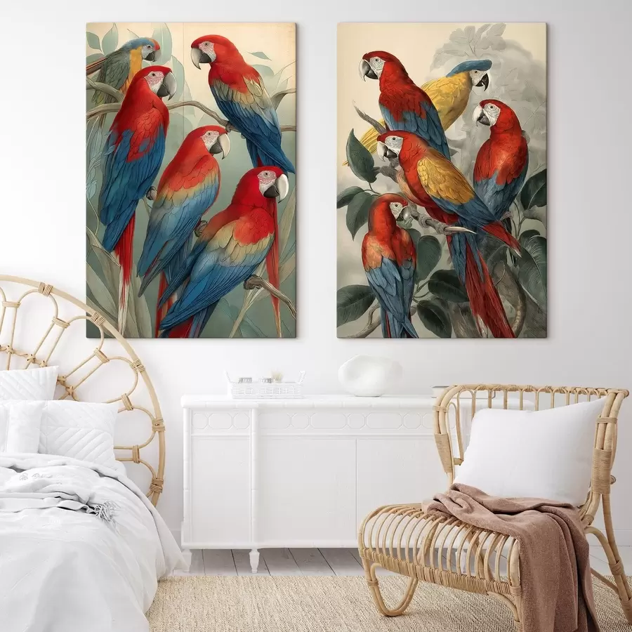 Fototapete Vintage-Papageien m01302