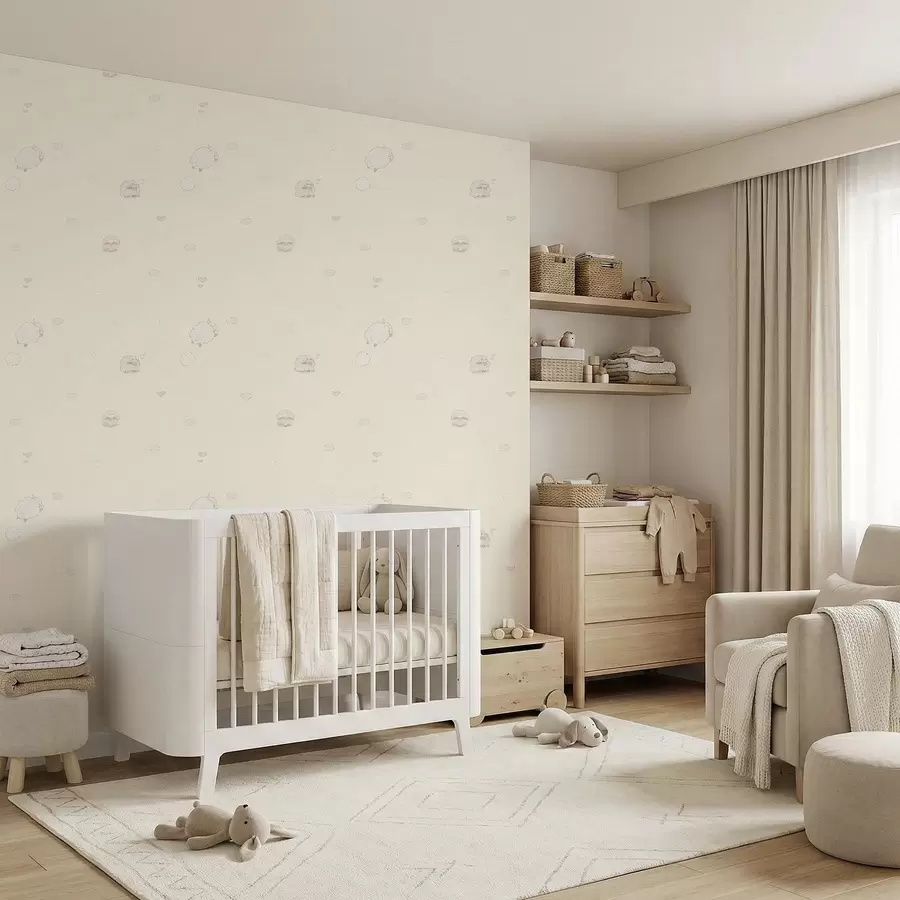 Fototapete Niedliches Muster mit Schafen und kleinen Herzen a01109