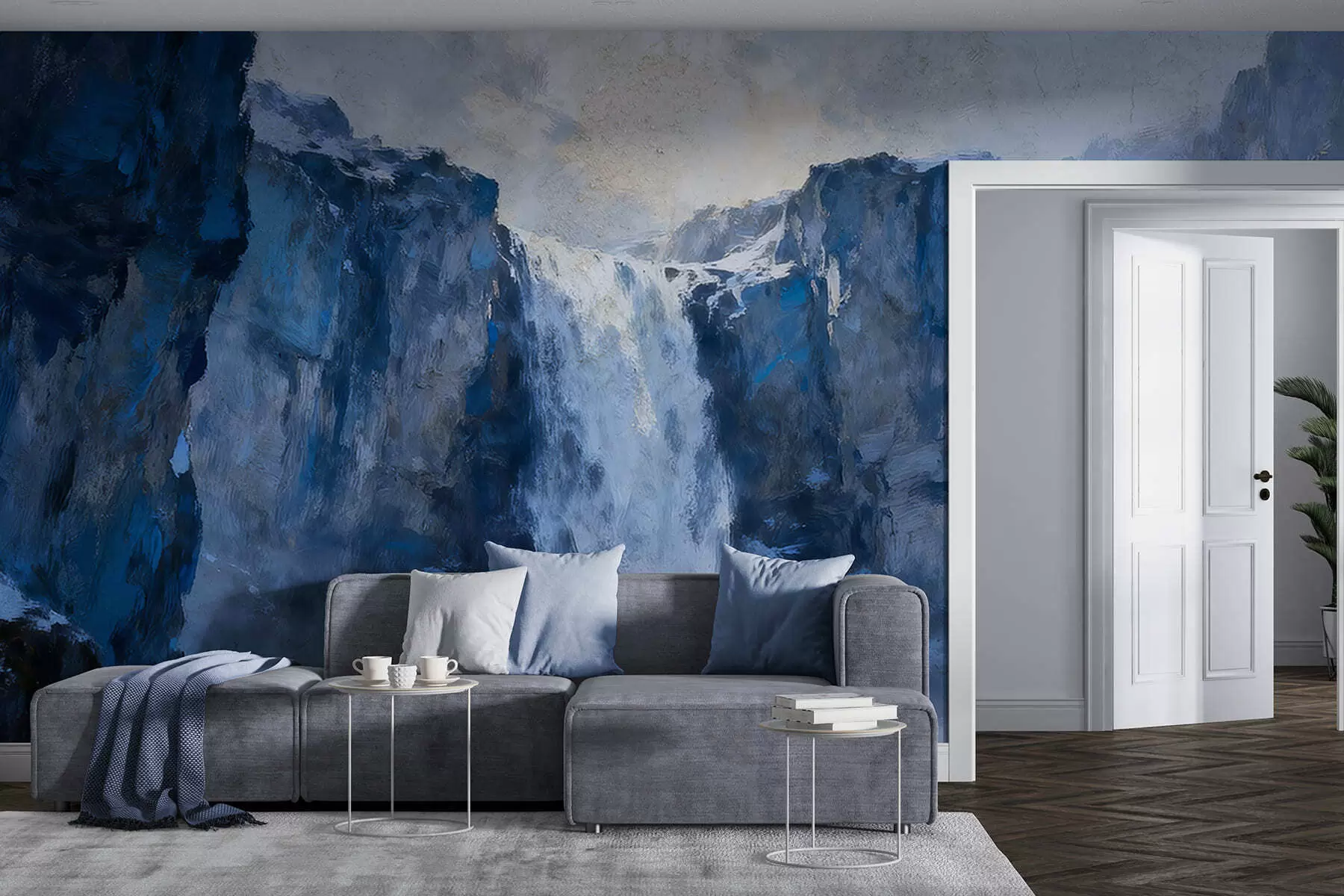 Fototapete Wasserfall im Grunge-Stil w05177