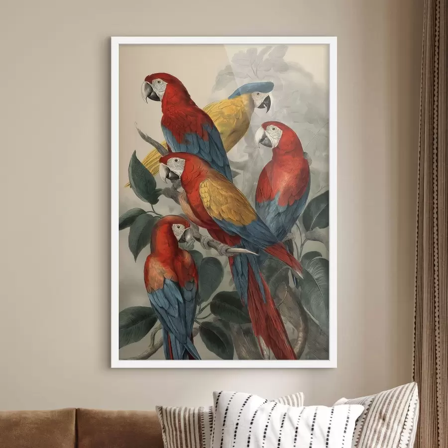 Fototapete Vintage-Papageien f47730