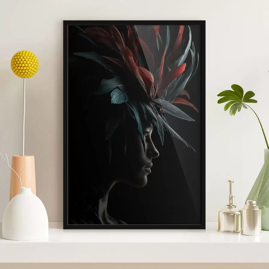 Fototapete Porträt mit Federn f47735