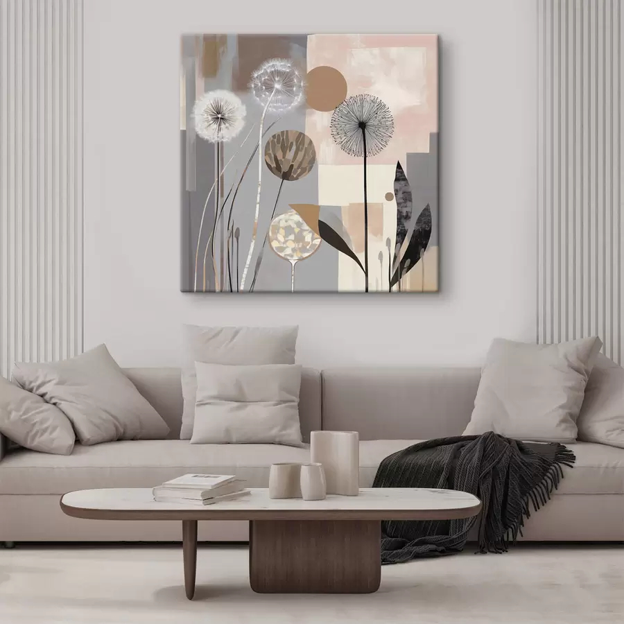 Fototapete Abstraktion mit Löwenzahn und Pflanzen s47776